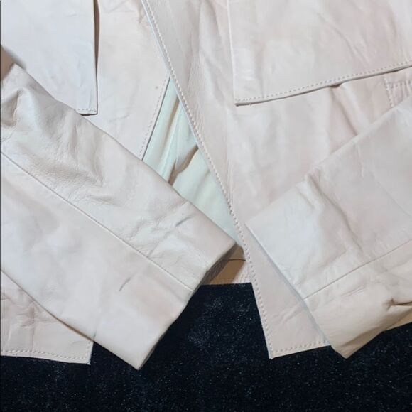 Women's Blush Pink Crop Leather Jacket by Halogen Size Medium - Picture 9 of 14